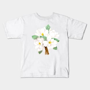 white magnolia bouquet flowers  ink and watercolor Kids T-Shirt